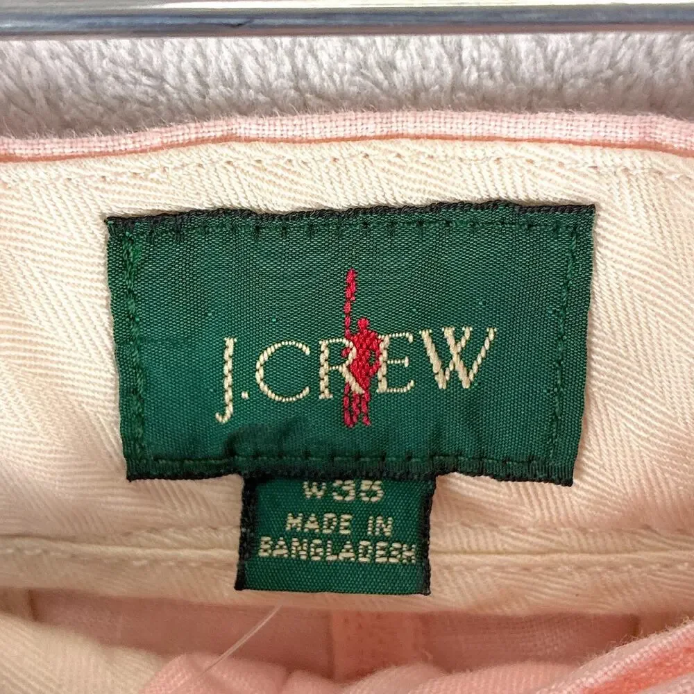 J.Crew Oarsman Shorts Mens 35 (36) Pink Linen Pleated Preppy Beach Hamptons
